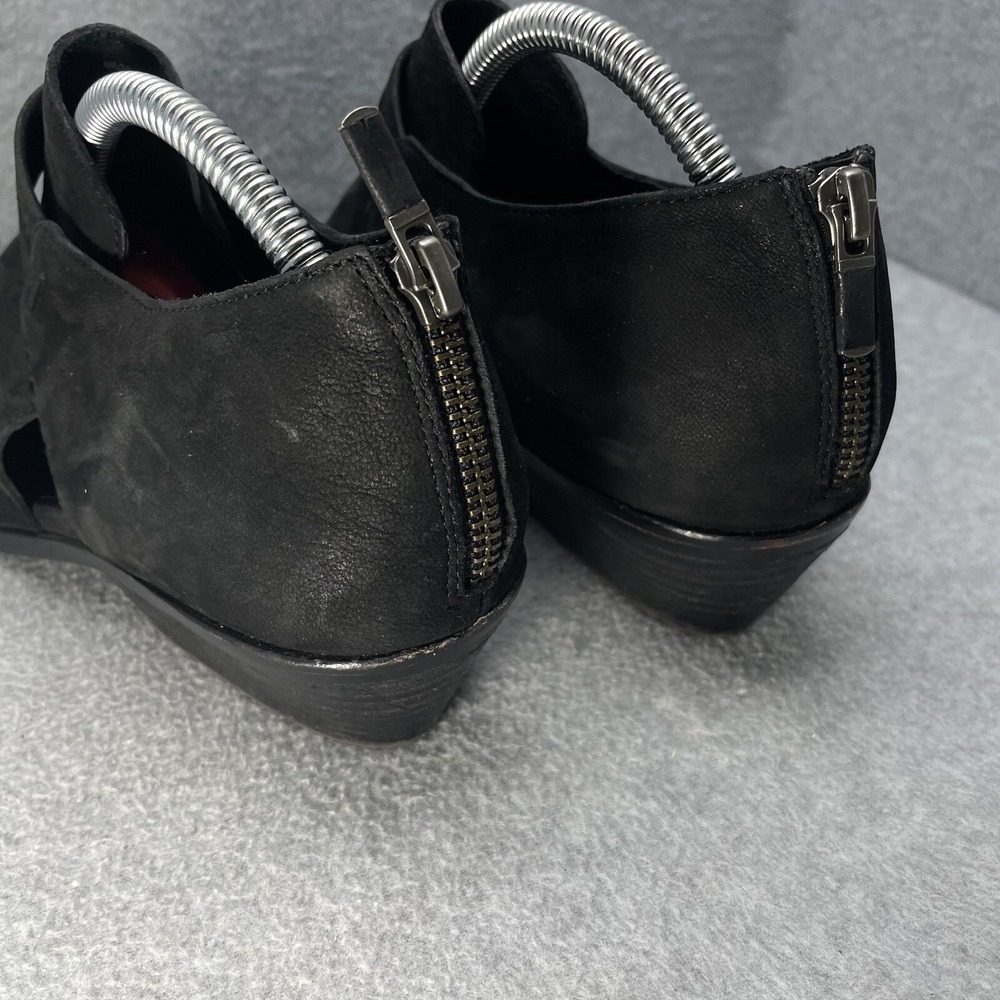 Eileen Fisher Ives Women's 10 Black Nubuck Leather Moto Wedge Heel Ankle Boots - Picture 7 of 10